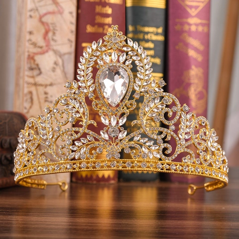 Corona Da Sposa Barocca Vintage Lussuosa In Lega Oro Argento Con Strass E Cristalli Per Matrimonio Banchetto Festa Gioielli Da Donna