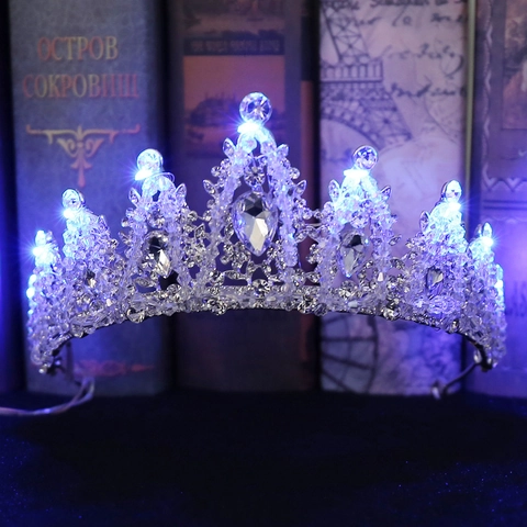 Corona in Lega di Cristallo con Strass a LED Elegante Tiara da Sposa per Matrimonio Compleanno Festa Accessori Capelli