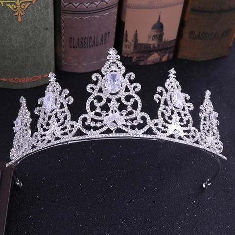 Lussuosa Corona da Sposa in Lega di Zirconia Vintage Strass Accessori per Capelli da Sposa per Donna Festa di Compleanno Diadema Gioielli per Capelli