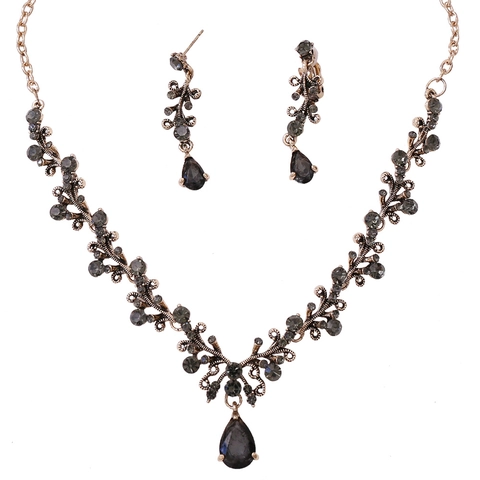 Elegant Bridal Jewelry Set Alloy Waterdrop AAA Zircon Rhinestone Necklace Earrings For Wedding Banquet Party Women Accessories