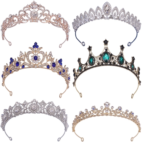 Barock Vintage Legierung Strass Braut Tiara Krone Elegante Hochzeit Haarschmuck Für Damen Festzug Party Kopfschmuck