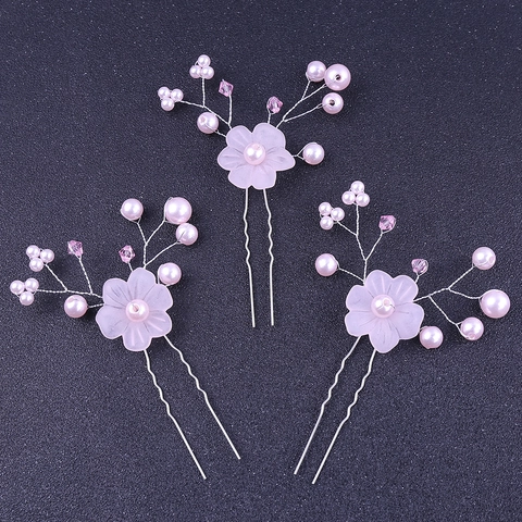 Bastoncino per Capelli da Sposa Fatto a Mano Con Künstliche Perle Sintetiche e Fiori di Cristallo Eleganti Accessori Capelli Donna