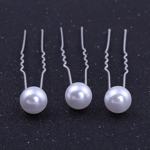 Eleganti Forcine per Capelli a U con Perla Artificial Sintetica Bianca in Metallo a Ondata per Donna Matrimonio Sposa Festa Accessori Capelli