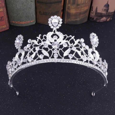 Corona De Novia Vintage De Aleación Con Diamantes De Imitación En Forma De Hoja Para Boda Fiesta De Cumpleaños Joyería