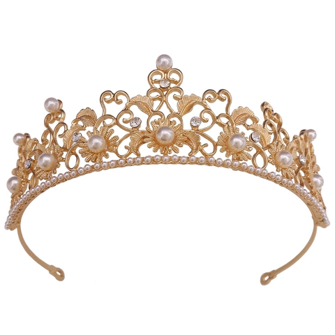Tiara Barocca Vintage a Girasole Corona da Sposa con Strass e Perle Artificiali Accessori per Capelli in Lega per Matrimonio Festa