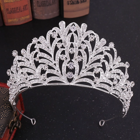 Lussuosa Corona da Sposa in Lega di Strass con Design a Foglia Tiara n Stile Occidentale Barocco Accessori per Capelli Donna