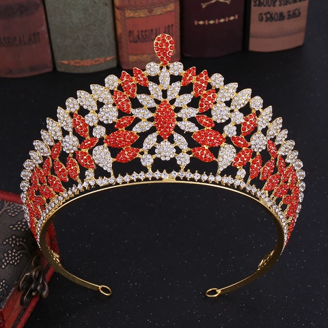 Lussuosa Corona da Sposa in Lega Vintage con Strass Diadema per Matrimonio Concorso Esibizione Eleganti Accessori per Capelli da Donna
