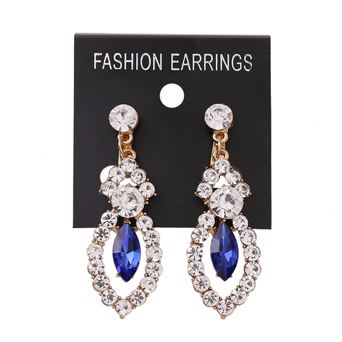 Vintage Alloy Rhinestone Dangle Earrings For Women Luxury Marquise Cut Gemstone Drop Earrings Wedding Party Jewelry Gift