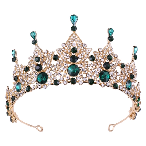 Barock Retro Legierung Kristall Brautkrone Strass Hochzeit Tiara Palast Stil Damen Haarschmuck Für Festzug Party Geburtstag