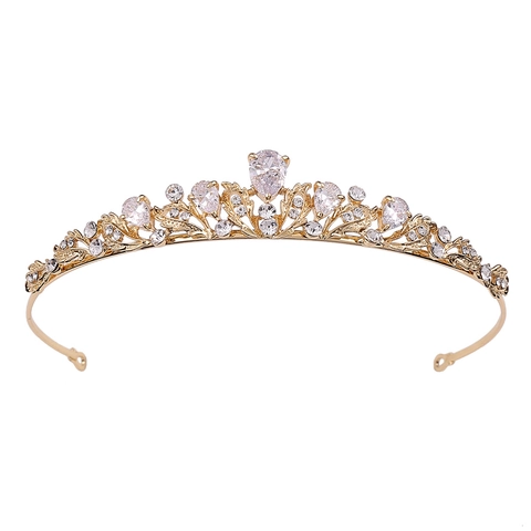 Tiara da Sposa Stile Coreano in Lega di Zirconi e Strass Corona Principessa Compleanno Matrimonio Spettacolo Gioielli