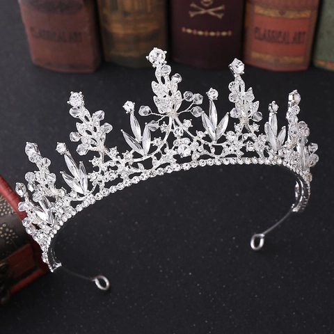 Tiara a Corona da Sposa in Cristallo con Strass Barocchi Fatti a Mano Accessori per Capelli da Matrimonio Festa per Donna