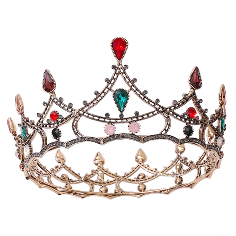 Baroque Vintage Rhinestone Bridal Crown Luxury Crystal Wedding Tiara For Women Gold Silver Pageant Birthday Party Jewelry