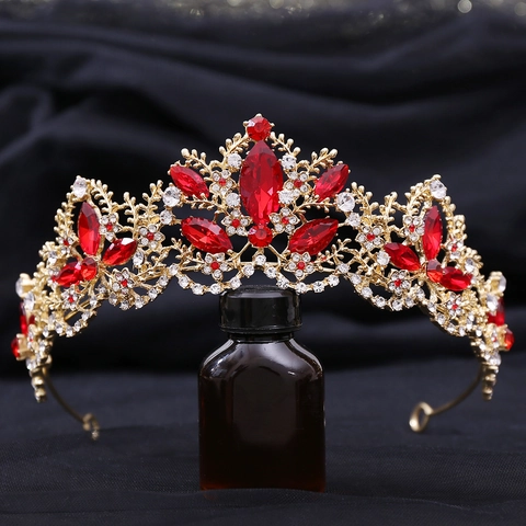 Lussuosa Corona da Sposa Barocca in Lega con Strass Tiara per Donna Matrimonio Festa Ballo Vintage Cristallo Fiore Accessori Capelli
