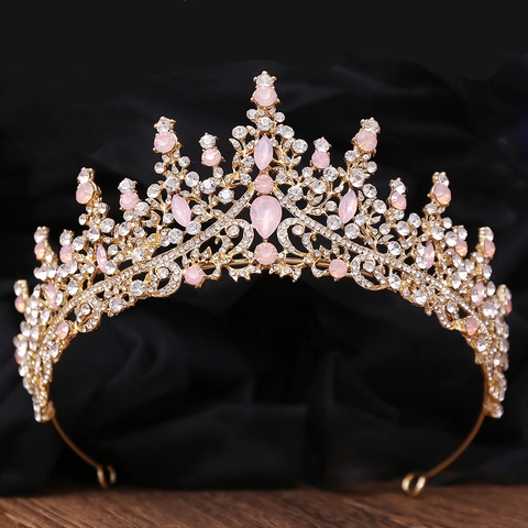 Lujosa Corona Nuziale Barroca de Cristal para Novia Tiara de Strass Oro Plata con Piedras de Colores Accesorios para el Cabello Mujer