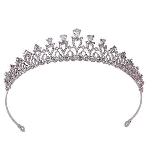 Lussuosa Corona da Sposa in Lega a Forma di Fiore e Cuore Diadema con Strass e Zirconi per Matrimonio Festa Gioielli per Donna