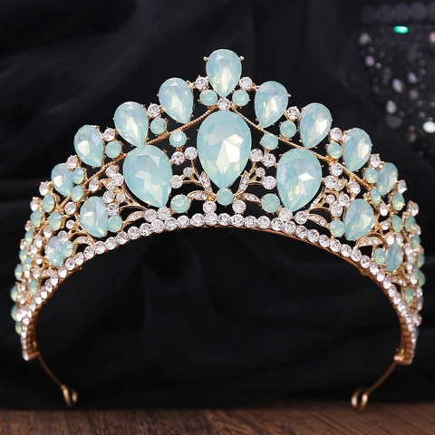 Lussuosa Corona da Sposa Barocca Oro Argento Lega Strass Diademi Eleganti Accessori per Capelli da Sposa per Donna Festa di Compleanno
