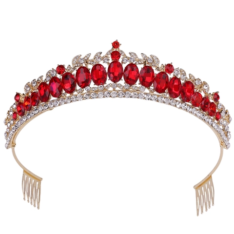Tiara a Corona da Sposa in Stile Coreano in Lega di Strass Cristallo Artificiale Design a Foglia Con Pettini per Capelli Gioielli Matrimonio Donna