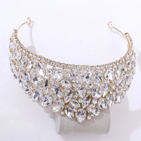 Lussuosa Corona da Sposa Vintage Europea in Lega con Strass e Cristalli Tiara per Donna Matrimonio Compleanno Festa Accessori per Capelli