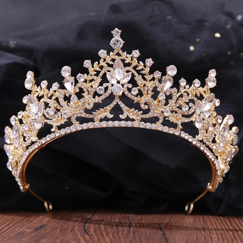Lussuosa Corona da Sposa in Lega con Strass Tiara Stile Barocco Copricapo da Sposa per Donna Accessori per Capelli Regalo di Compleanno