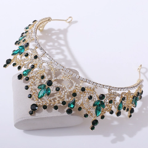 Lussuosa Corona da Sposa in Lega con Strass Tiara Stile Barocco Copricapo da Sposa per Donna Accessori per Capelli Regalo di Compleanno