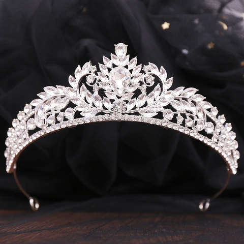 Tiara da Sposa Vintage Barocca in Lega con Strass Corona con Cristalli Artificiali Colorati per Accessori Capelli Donna Festa