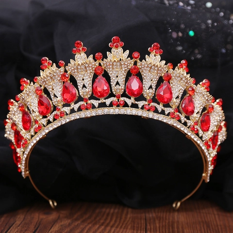 Corona da Sposa Tiara Vintage Barocca in Lega con Strass per Donna Matrimonio Festa Accessori Capelli di Lusso