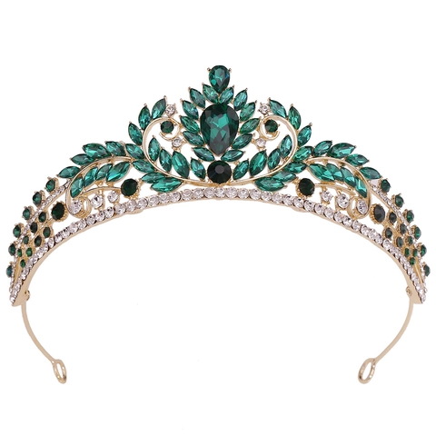 Tiara da Sposa Vintage Barocca in Lega con Strass Corona con Cristalli Artificiali Colorati per Accessori Capelli Donna Festa