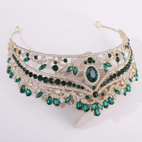 Corona da Sposa Barocca Tiara per Donna Lusso Lega Strass Cristallo Copricapo da Sposa Festa di Compleanno Accessorio per Capelli Principessa