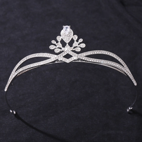 Elegante Corona Tiara da Sposa in Zirconia Lega Strass Principessa Copricapo Lussuoso Matrimonio Banchetto Accessori Capelli