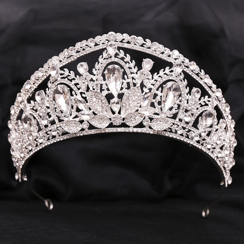 Vintage Braut Tiara Krone Legierung Strass Künstlicher Kristall Stirnband Für Damen Hochzeit Party Geburtstag Haarschmuck
