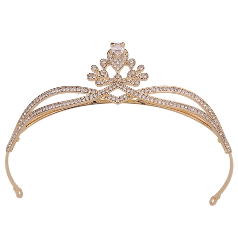 Elegante Corona Tiara da Sposa in Zirconia Lega Strass Principessa Copricapo Lussuoso Matrimonio Banchetto Accessori Capelli
