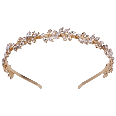 Elegante Cerchietto da Sposa in Lega con Strass a Foglia Oro Argento Corona da Principessa per Matrimonio Festa Fotografia Gioielli Donna