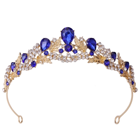 Luxus Braut Hochzeit Krone Tiara Legierung Strass Blatt Kopfschmuck Für Damen Party Bankett Festzug Haarschmuck