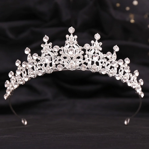 Tiara Sposa Matrimonio Lega Strass Cristallo Corona Oro Argento Placcato Fascia Per Festa Compleanno Accessori Capelli