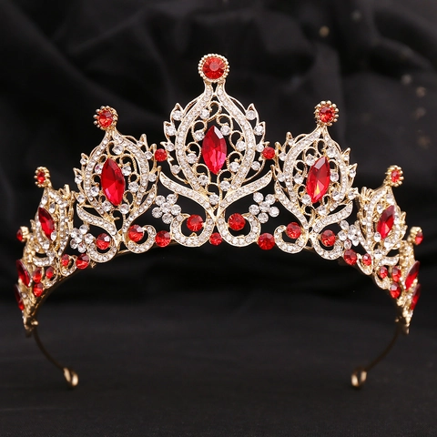 Corona de Novia de Aleación de Strass Barroco de Lujo Tiara Vintage Color Oro Plata Accesorios para el Cabello de Boda Mujer