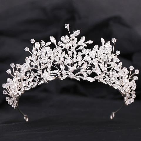 Corona Da Sposa Fatta A Mano Diadema In Lega Cristallo Strass Foglia Di Foresta Fascia Per Capelli Per Matrimonio Festa Donna Accessori Per Capelli