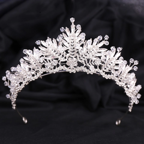Luxus Legierung Kristall Hochzeit Tiara Krone Für Braut Vintage Gold Silber Blatt Strass Braut Kopfschmuck Schmuck