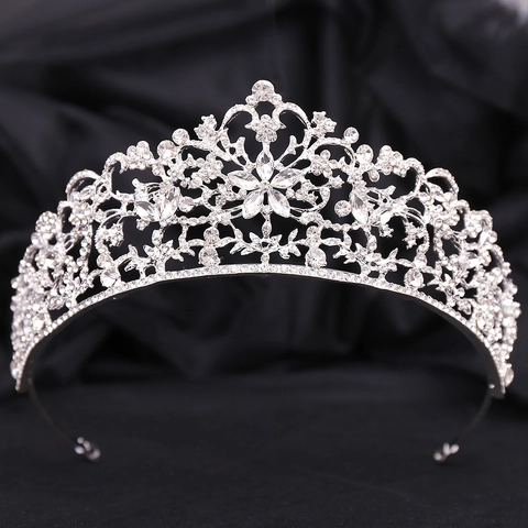 Luxuriöse Legierung Strass Brautkrone Blume Barock Hochzeit Tiara Für Damen Gold Silber Roségold Haarschmuck