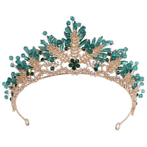Luxus Legierung Kristall Hochzeit Tiara Krone Für Braut Vintage Gold Silber Blatt Strass Braut Kopfschmuck Schmuck