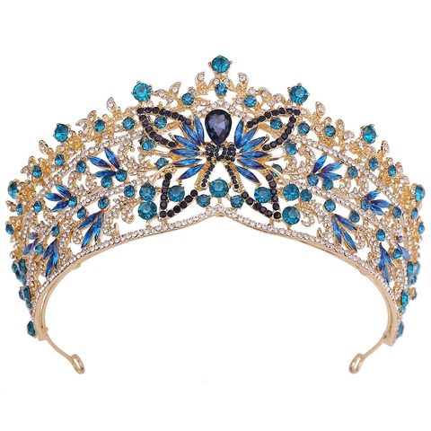 Luxurious Baroque Butterfly Bridal Crown Tiara Alloy Crystal Rhinestone Headpiece For Wedding Birthday Party Women Jewelry Accessory