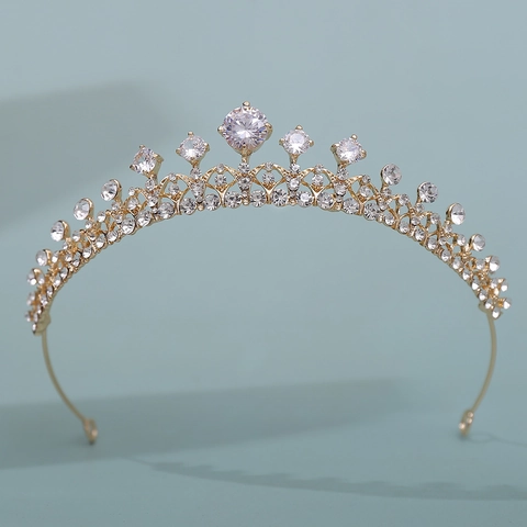 Elegant Bridal Tiara Crown Alloy AAA Zircon Rhinestone Wedding Hair Accessories For Women Birthday Party Headpiece