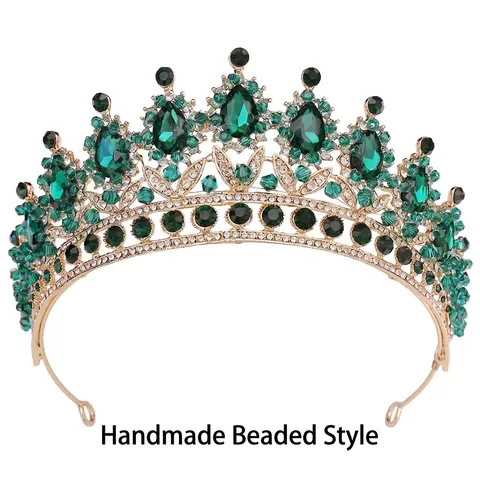 Tiara a Corona in Lega di Cristallo Vintage per Donna Design a Foglia Barocca Accessorio per Capelli da Sposa con Strass Gioielli da Festa