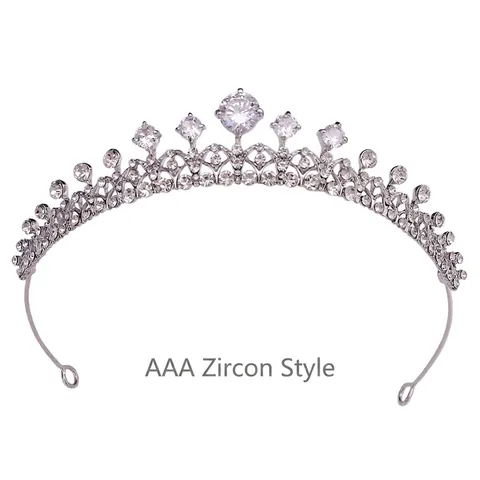 Elegant Bridal Tiara Crown Alloy AAA Zircon Rhinestone Wedding Hair Accessories For Women Birthday Party Headpiece