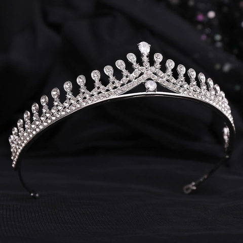 Tiara a Corona da Sposa in Zirconi AAA Lega Strass Accessori per Capelli da Matrimonio per Spose Banchetto Festa Donna Elegante Fascia