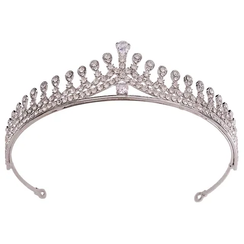 Tiara a Corona da Sposa in Zirconi AAA Lega Strass Accessori per Capelli da Matrimonio per Spose Banchetto Festa Donna Elegante Fascia