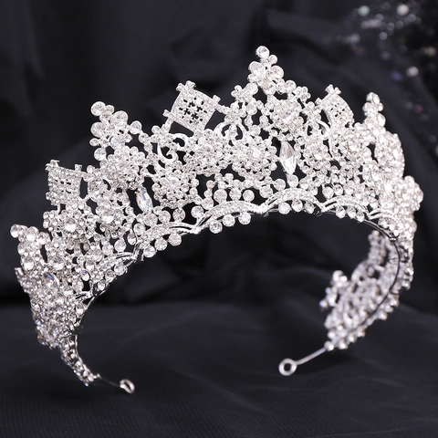 Lussuosa Corona da Sposa Europea con Strass Copricapo in Lega e Cristallo Tiara Nuziale per Donna Festa Banchetto Accessori Capelli