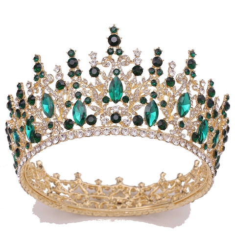 Luxus Barock Braut Krone Tiara Für Damen Gold Silber Legierung Strass Eingelegter Kopfschmuck Für Hochzeit Party Geburtstag Schmuck