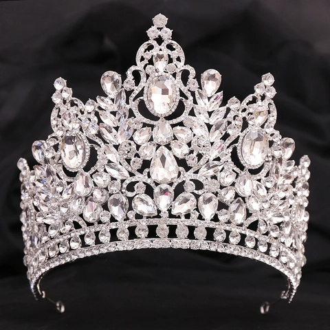 Barock Legierung Strass Brautkrone Luxus Kristall Tiara Kopfschmuck Für Hochzeit Festzug Party Damen Accessoires