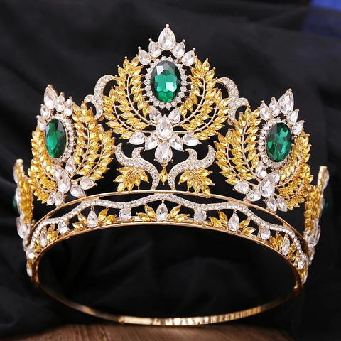 Luxury Baroque Crown Tiara Gold Silver Alloy Rhinestone Crystal Headpiece For Wedding Pageant Party Women Bridal Hair Accessories