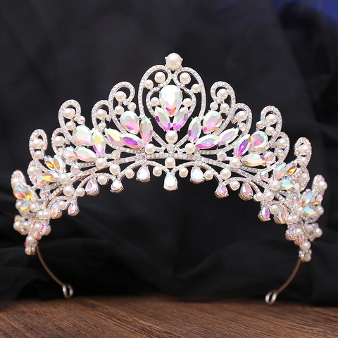 Luxurious Alloy Bridal Crown Tiara For Women With Artificial Pearl Rhinestone Wedding Birthday Hair Accessories Baroque Headpiece